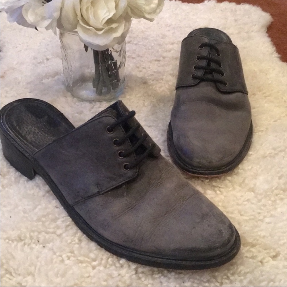 Free people slate gray lace up mule 9